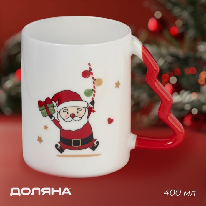 Новогодняя кружка Доляна «Веселый дедушка», 400 мл, 12,5×8,5×10,7 см, цвет белый Новогодняя кружка Доляна «Веселый дедушка», 400 мл, 12,5×8,5×10,7 см, цвет белый
