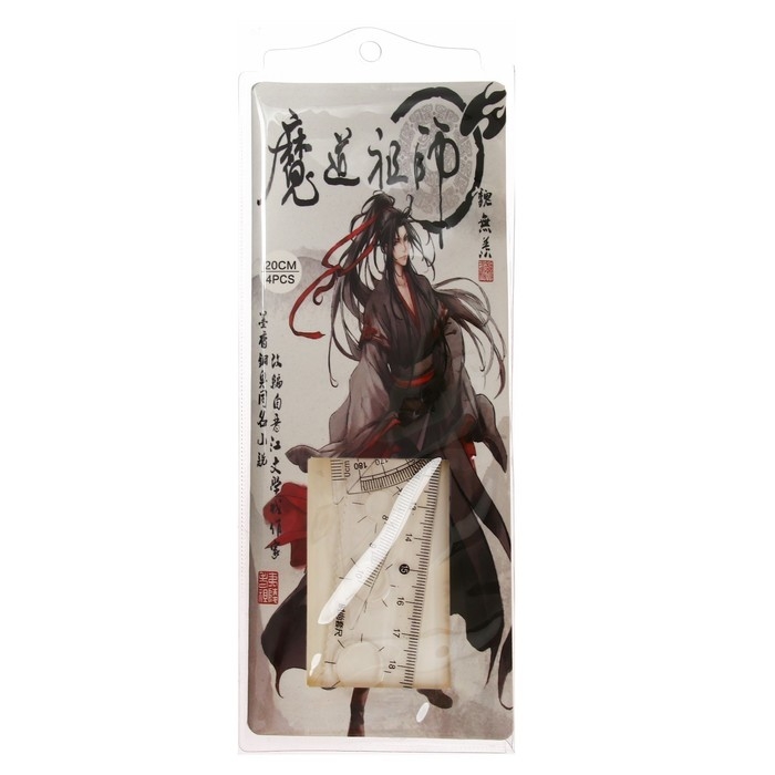 Набор геометрический Набор геометрический "Аниме", (линейка, транспортир, 2 угольника) в пенале, МИКС