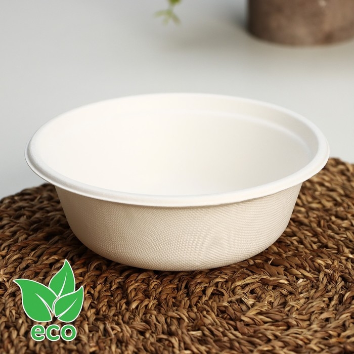 Набор одноразовых тарелок ECO, 500 мл, d=15,5 см, сахарный тростник, 6 шт/уп Набор одноразовых тарелок ECO, 500 мл, d=15,5 см, сахарный тростник, 6 шт/уп