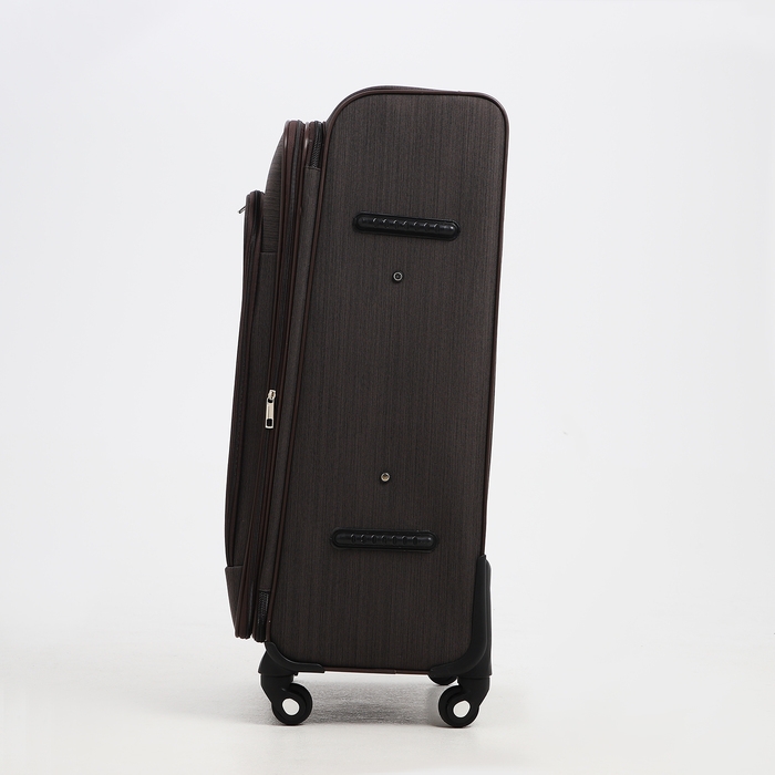 Чемодан большой 95 л (L), отдел на молнии, с расширением, кодовый замок, 4 колеса, наружный карман, цвет коричневый Чемодан большой 95 л (L), отдел на молнии, с расширением, кодовый замок, 4 колеса, наружный карман, цвет коричневый