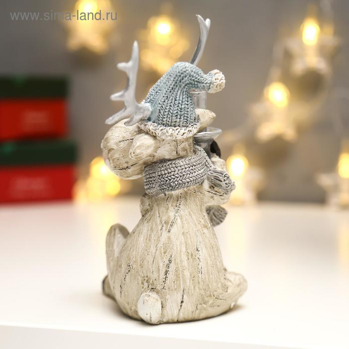 Сувенир полистоун свет Сувенир полистоун свет "Лосик в колпаке со свечкой" 17,2х11х9 см