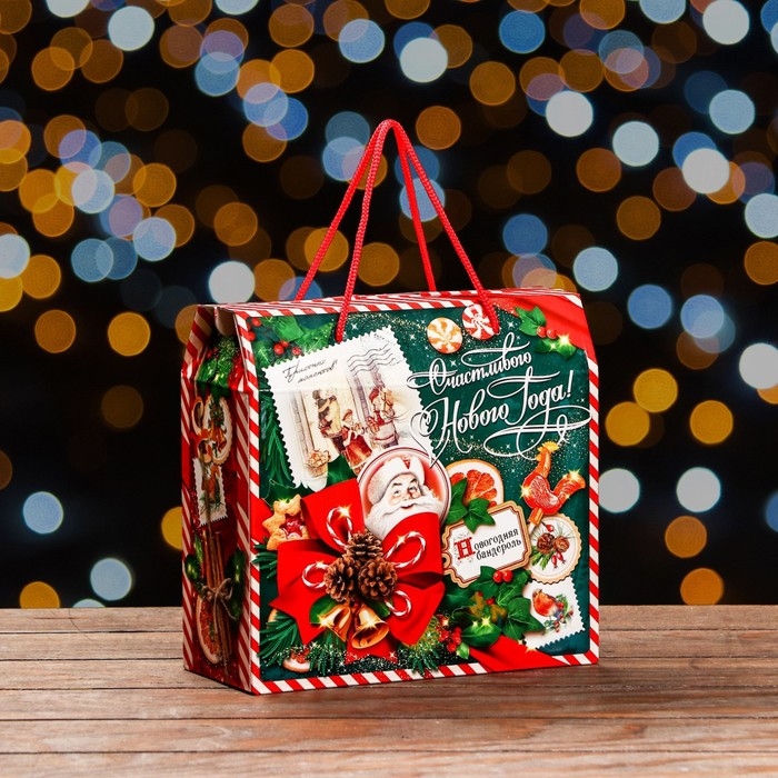 Коробка подарочная складная  Коробка подарочная складная "Изумрудный Винтаж" 23 х 10 х 22 см. Новый год