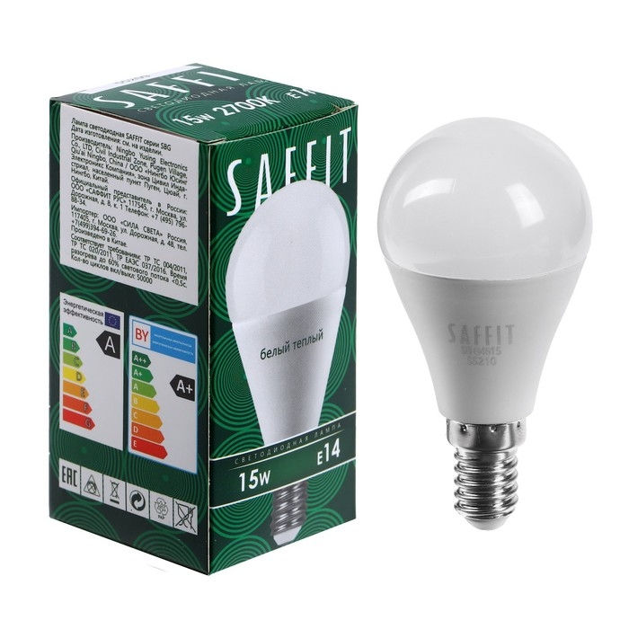 Лампа светодиодная SAFFIT, 15W 230V E14 2700K G45, SBG4515 Лампа светодиодная SAFFIT, 15W 230V E14 2700K G45, SBG4515