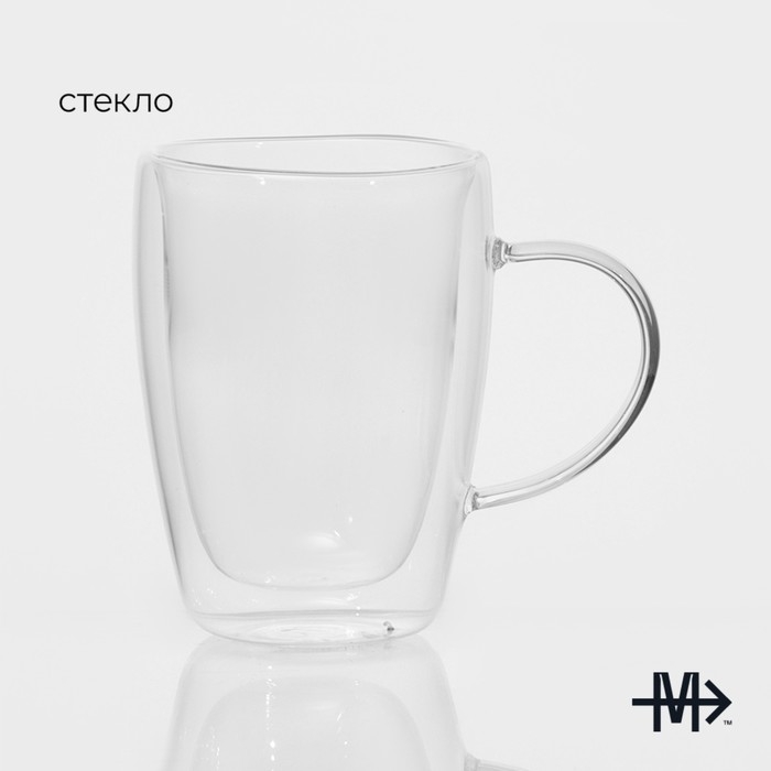 Кружка стеклянная с двойными стенками &laquo;Дуо&raquo;, 330 мл, 12&times;8,5&times;11,5 см