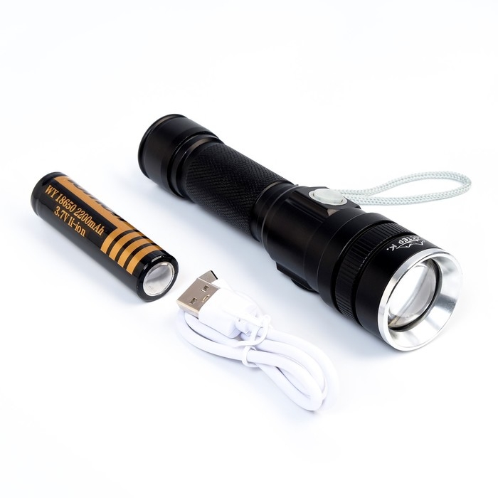 Фонарь ручной аккумуляторный  Фонарь ручной аккумуляторный "Мастер К" 1800 мАч, 1000 лм, 500 м, XHP50, micro USB, zoom