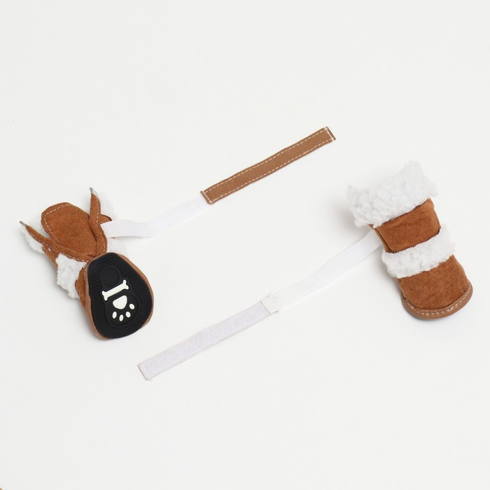 Ботинки Ботинки "Унты", набор 4 шт, размер 5 (подошва 7 х 5,5 см), коричневые