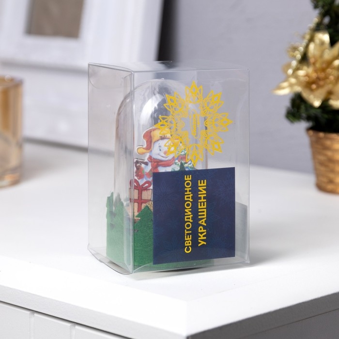 Светодиодная фигура под куполом «Снеговик» 6 × 10 × 6 см, дерево, батарейки LR1130х3 ( в комплекте), свечение тёплое белое