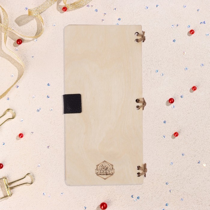 Конверт деревянный Конверт деревянный "В день рождения!" ручная работа, светлый, кот и рыбки