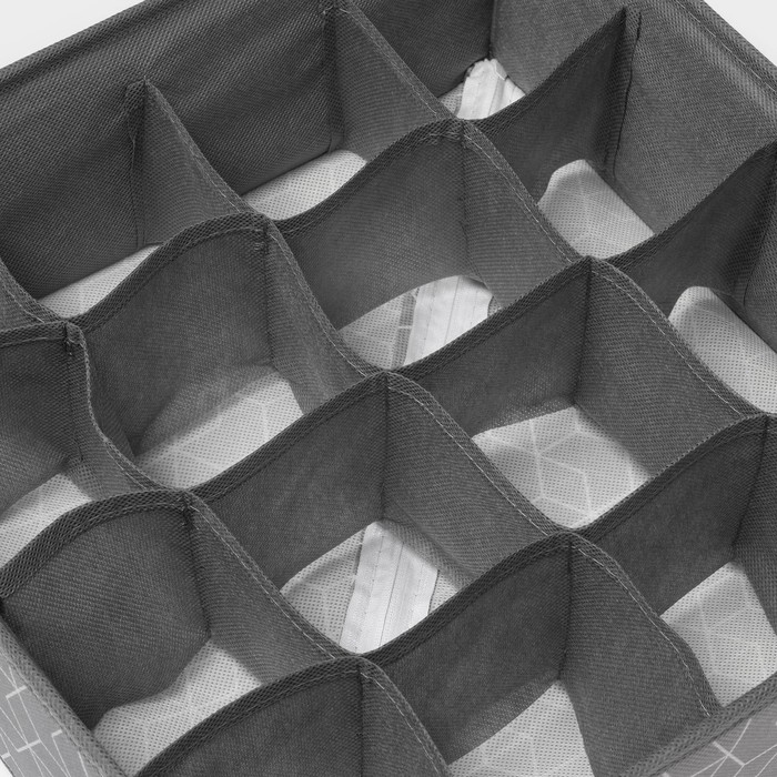 Органайзер для хранения белья Доляна «Фора», 16 ячеек, 32×32×12 см, цвет серый Органайзер для хранения белья Доляна «Фора», 16 ячеек, 32×32×12 см, цвет серый