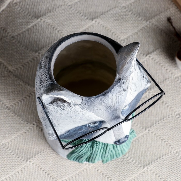 Кашпо - ваза  Кашпо - ваза "Енот в очках" 14х14х22см