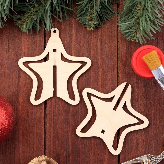 Деревянная игрушка на ёлку Деревянная игрушка на ёлку "Фигурная", вид 3, объёмная, 8х8,5х8 см