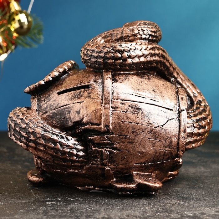 Копилка Копилка "Змея с бочкой" малая медь, 14х19х12см