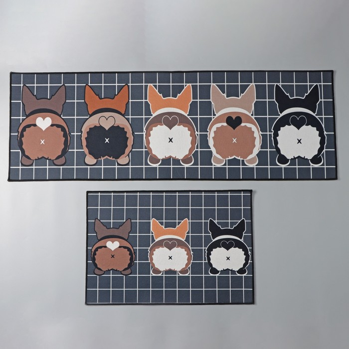 Коврики для дома Доляна «Корги», 2 шт: 40×60, 45×120 см