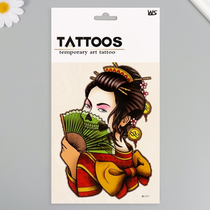 Татуировка на тело цветная Татуировка на тело цветная "Гейша вечная" 26,1х14,6 см