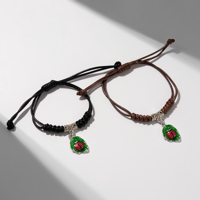 Браслеты «Неразлучники» божья коровка, цветные, L=12,5 см