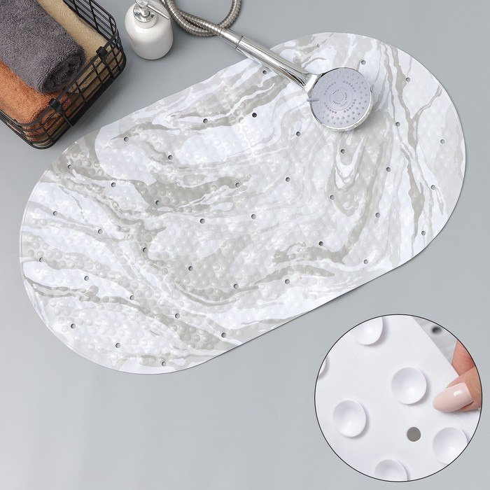 Коврик противоскользящий в ванну на присосках Доляна «Мрамор», 38×69 см Коврик противоскользящий в ванну на присосках Доляна «Мрамор», 38×69 см