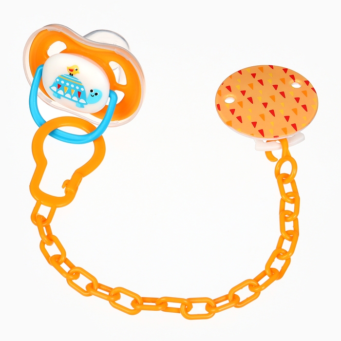 Набор: Соска - пустышка с держателем «Черепаха», анатомическая +6 мес, цвет желтый Набор: Соска - пустышка с держателем «Черепаха», анатомическая +6 мес, цвет желтый