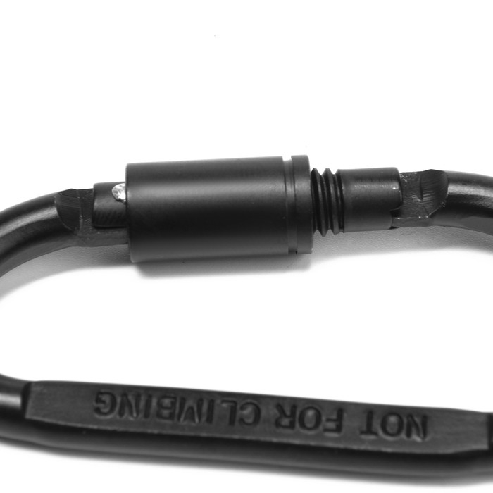 Карабин подвесной тактический 81х41 мм, D-образный, цвет черный Карабин подвесной тактический 81х41 мм, D-образный, цвет черный