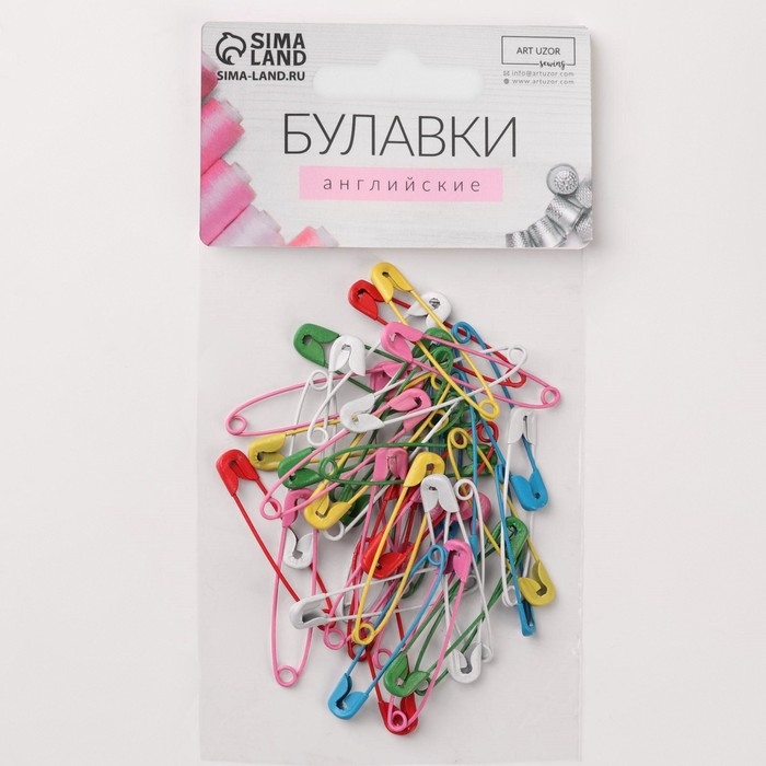 Булавки английские, 38 мм, 100 шт, цвет разноцветный