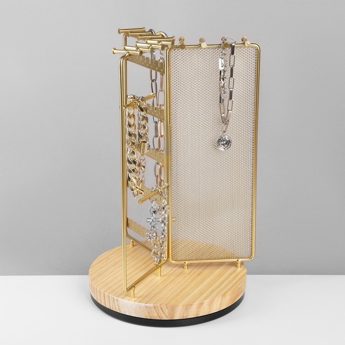 Подставка для украшений универсальная «Карусель 3-х сторонняя» 18×18×30 см, цвет золото Подставка для украшений универсальная «Карусель 3-х сторонняя» 18×18×30 см, цвет золото