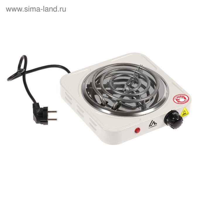Плитка электрическая Luazon LHP-001, 1 конфорка, 1000 Вт, нагреватель спираль, белая Плитка электрическая Luazon LHP-001, 1 конфорка, 1000 Вт, нагреватель спираль, белая