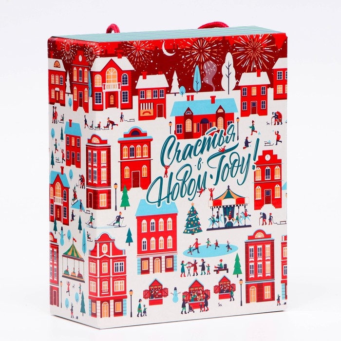 Новый год. Подарочная коробка новогодняя Лунапарк 16,5 х 7,5 х 21 см. Новый год. Подарочная коробка новогодняя Лунапарк 16,5 х 7,5 х 21 см.