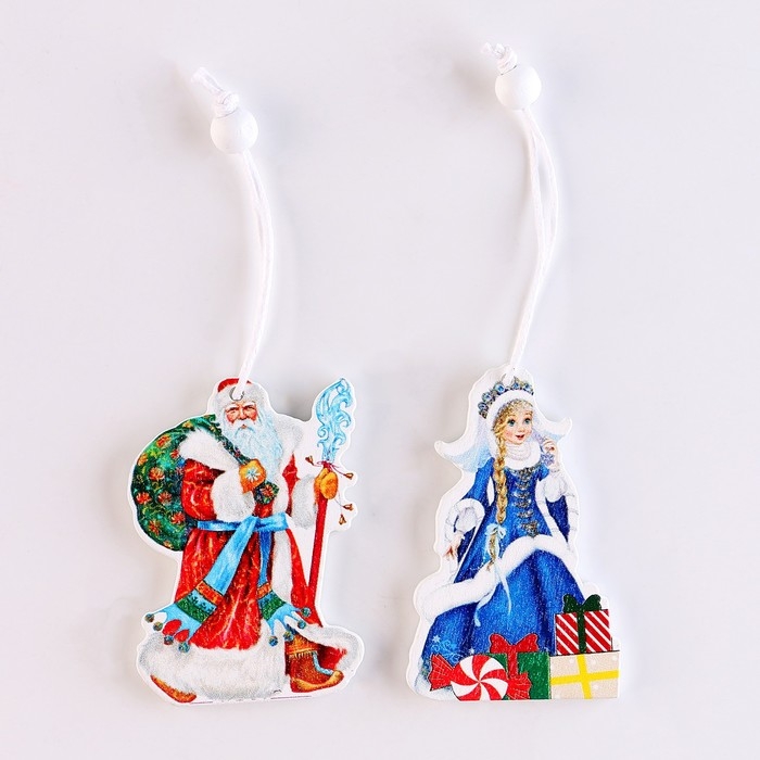 Набор новогодних подвесок «Дед Мороз и Снегурочка» 12 шт., МИКС Набор новогодних подвесок «Дед Мороз и Снегурочка» 12 шт., МИКС
