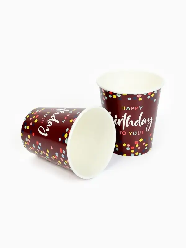Стакан одноразовый бумажный «Happy Birthday» , конфетти 250 мл
