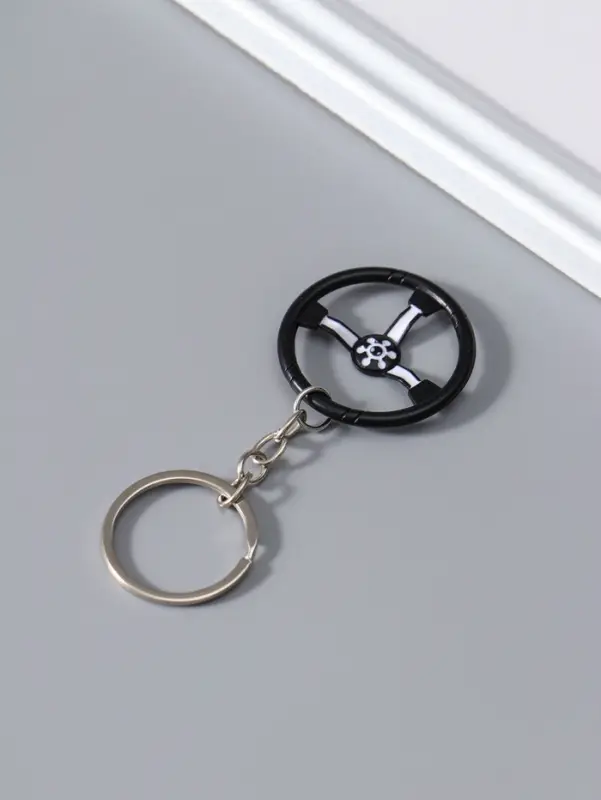 Брелок для ключей Cartage "Руль" черный с белым 4х4х0,3 см