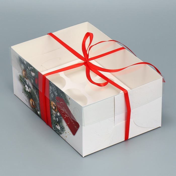 Коробка для капкейка «С праздником!», 23 х 16 х 10 см, Новый год Коробка для капкейка «С праздником!», 23 х 16 х 10 см, Новый год