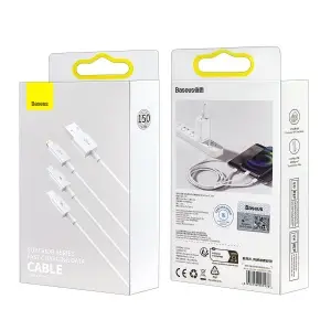 Кабель 3 в 1 Micro + Lightning + Type-C 1.5m 3.5A Baseus CAMLTYS-02 белый