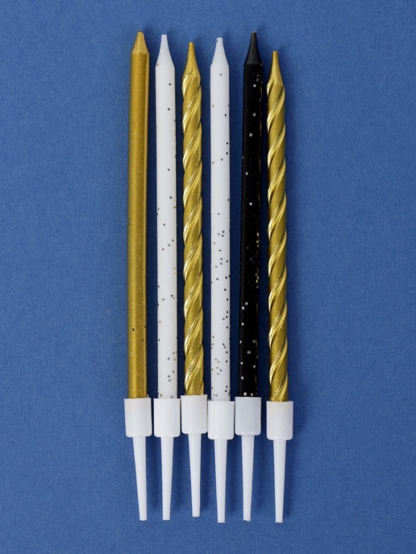 Свечи в торт Свечи в торт "Праздничное волшебство", 6 шт, белый, черный, золотой