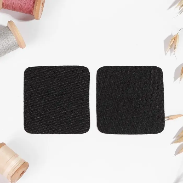 Заплатки для одежды, 5.5&times;5.5 см, клеевые, пара, чёрные