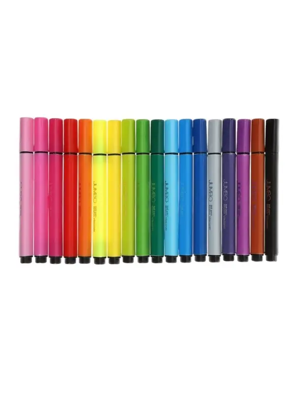 Фломастеры 18 цветов BRIGHT COLORS JUMBO, утолщенные, в пластиковом пенале