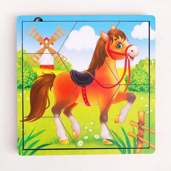 Пазл разрезной «Животные фермы», 3 картинки в раме Пазл разрезной «Животные фермы», 3 картинки в раме