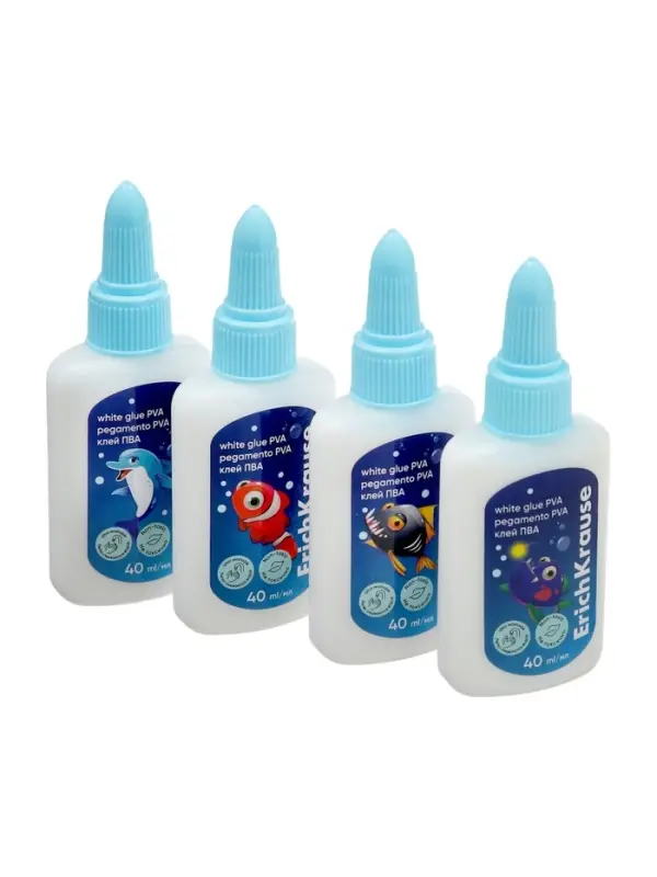 Клей ПВА ErichKrause EasyStick Sea Friends, 40 мл, МИКС