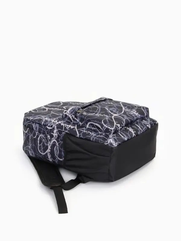 Рюкзак школьный на молнии, с карманами, с надписями, размер 30&times;13&times;42 см, чёрный