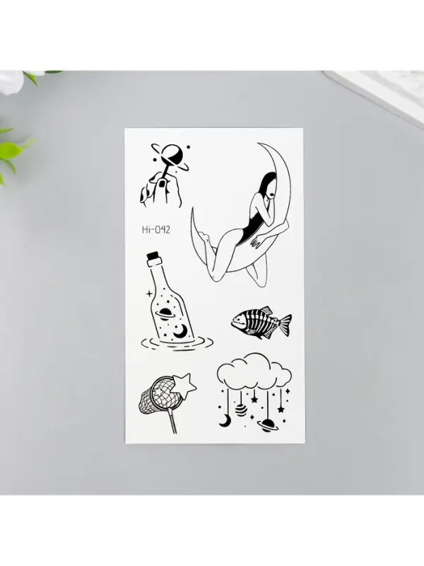 Переводные тату на тело фосфорные «Абстракции», 10×6 см, МИКС