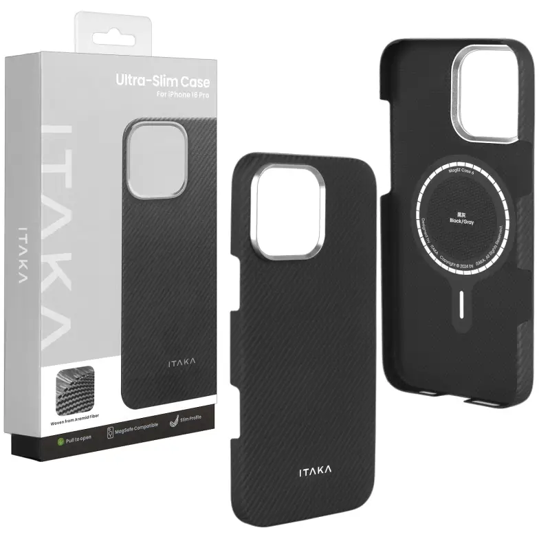 Чехол iPh 16 Pro PITAKA Ultra-Slim Case Black/Grey