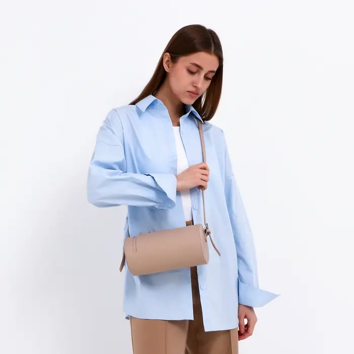 Сумка женская кросс-боди на молнии, 22&times;11.5&times;11.5 см, однотонная, бежевая