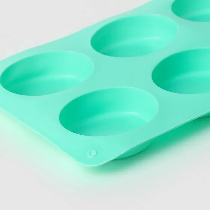 Форма для выпечки Доляна &laquo;Фигуры. Овал&raquo;, силикон, 28&times;16&times;2 см, 6 ячеек, бирюзовая