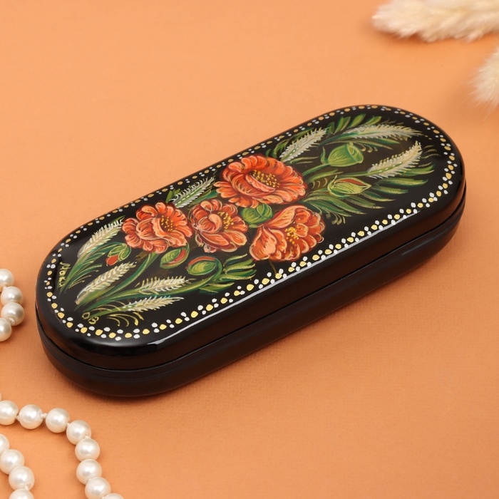 Очечник Очечник "Маки", чёрный, 17х7 см
