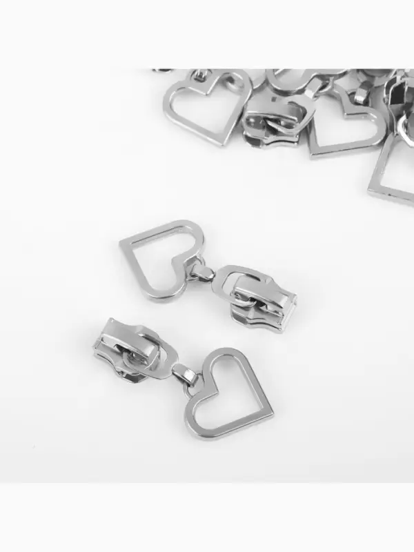Бегунок для металлической молнии, №5, &laquo;Сердце&raquo;, 10 шт., цвет никель