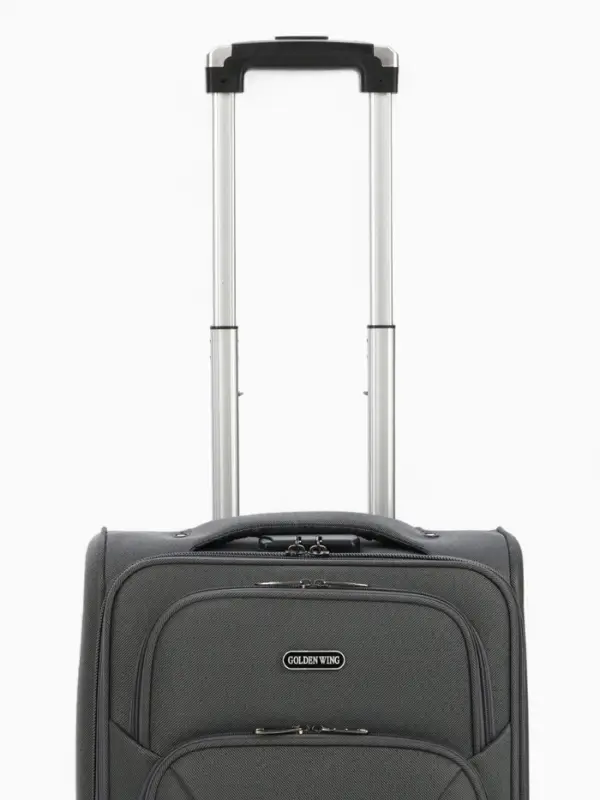 Чемодан 20 Чемодан 20", Текст, 37*23*54, отд на молнии, 2 нар/карм, увелич, код замок, 4 колеса, серый 108759