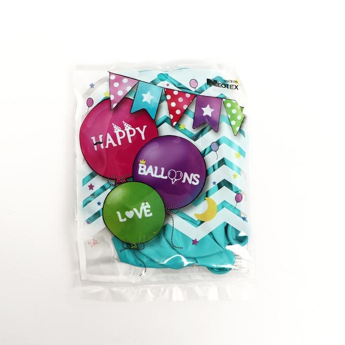Шары воздушные латексные 12", стандарт, набор 12 шт., цвет бирюзовый