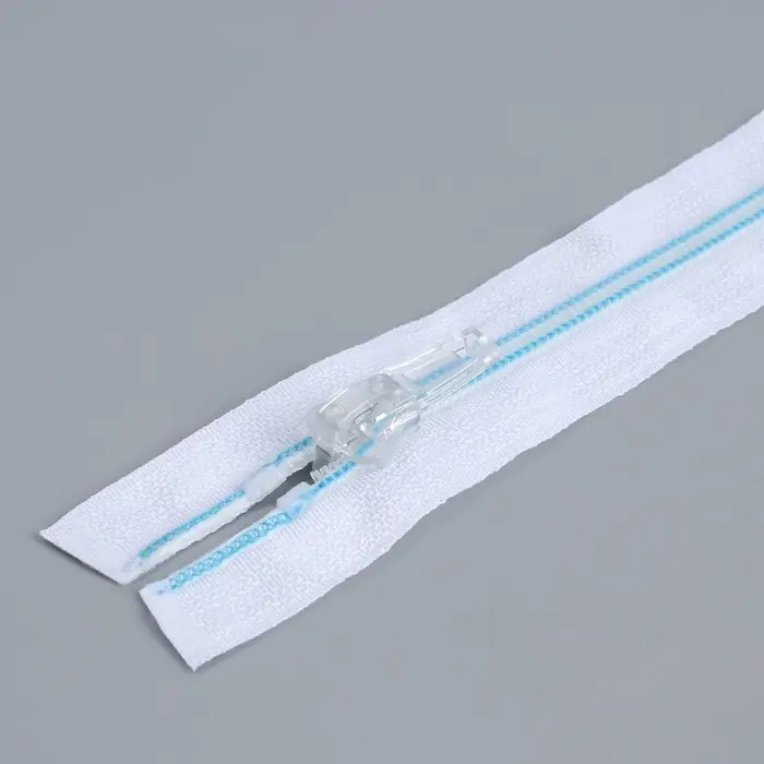 Молния «Спираль», №5, разъёмная, замок автомат, 80 см, белая, голубая Молния «Спираль», №5, разъёмная, замок автомат, 80 см, белая, голубая