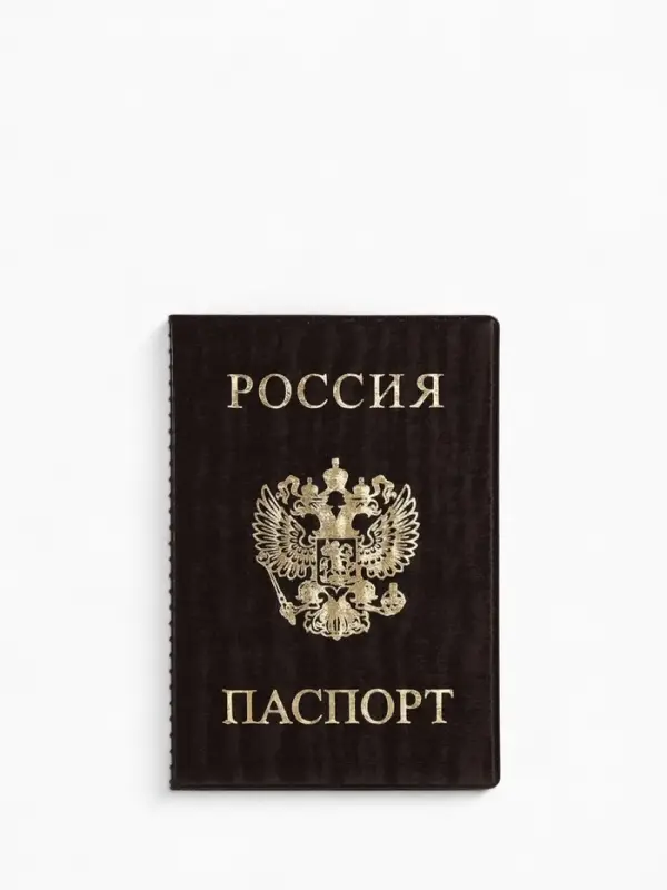Обложка для паспорта, велюр, коричневая