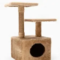 Домик-когтеточка, 53&times;35&times;65 см, 2 уровня, квадратные полки, бежевый