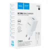 Сетевое зарядное устройство с кабелем USB на Type-C Q.C3.0 C145A HOCO белое