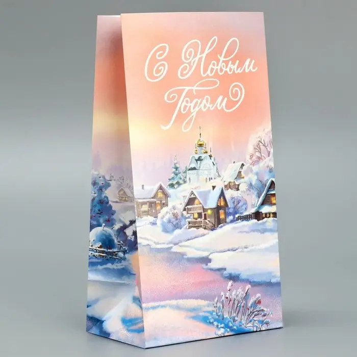 Пакет подарочный без ручек «С Новым Годом», деревня 10×19.5×7 см Пакет подарочный без ручек «С Новым Годом», деревня 10×19.5×7 см